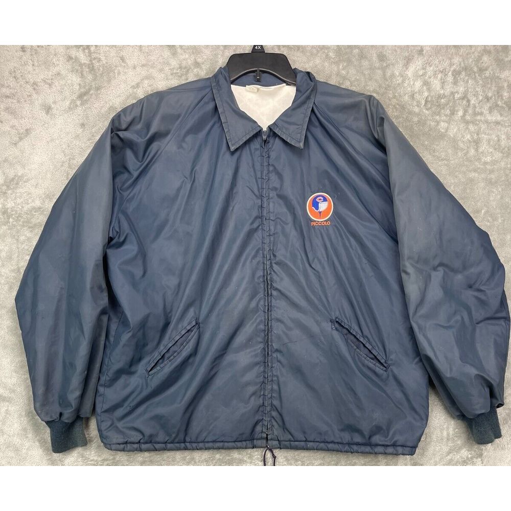 VTG Tupfer Chicago Bears Brian Piccolo‎ Jacket Size XXL Black Nylon Lined FLAW